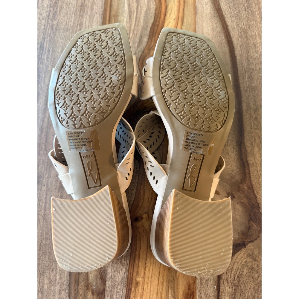Joie Society Nude Beige Perforated Braided Block Heel Sandals Mule 6.5M P3SOC31P - Picture 5 of 9